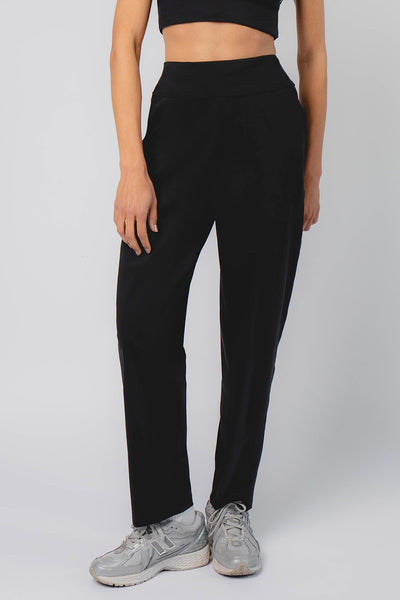 Structured Matt Tapered Loose Leg Pocket Trousers Black