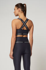 cross back bra- black- back