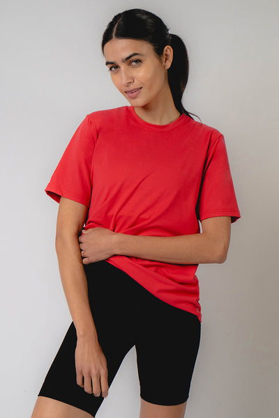 Jersey Training Short Sleeve T-Shirt Red Cotton