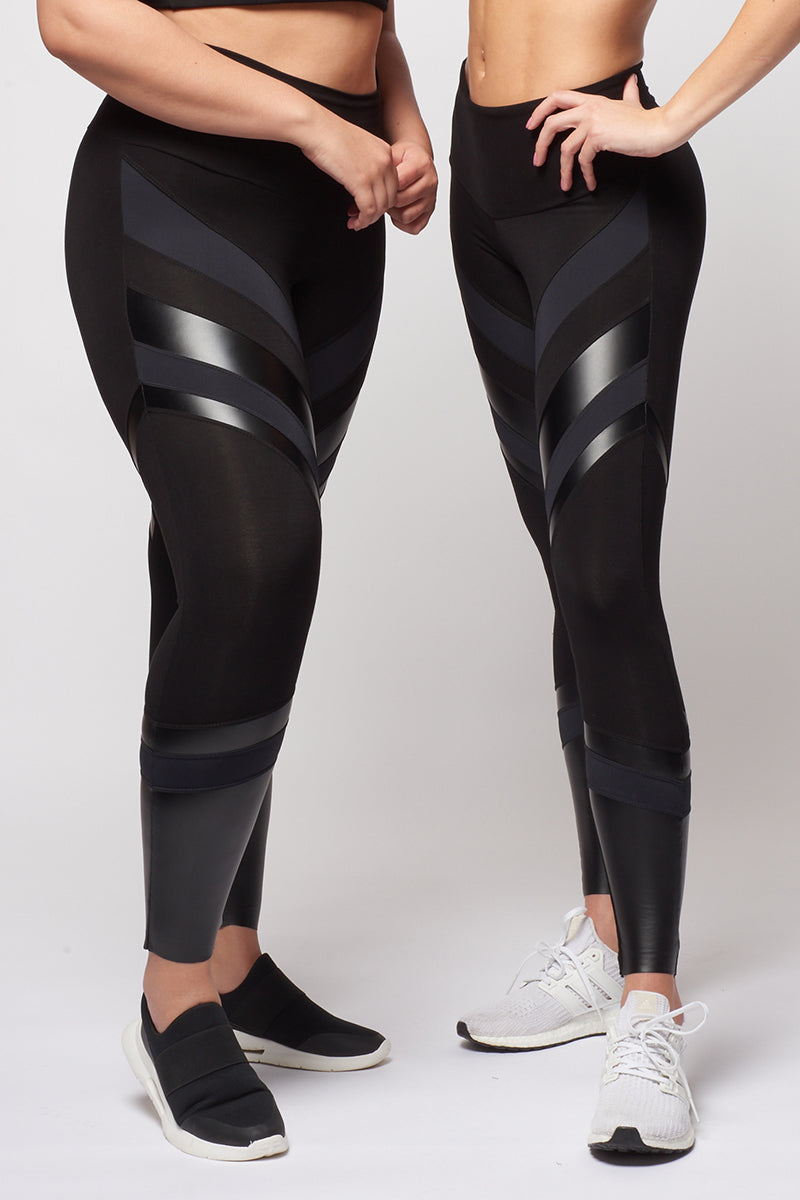 Stylish Black Lululemon Leggings with Mesh Panels and Pockets
