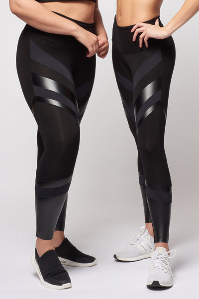 Medium Compression X Panel Leggings Black by TLC Sport