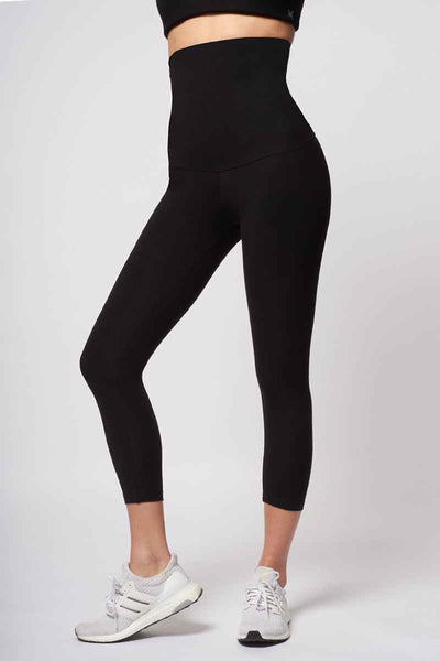 Extra Strong Compression Cropped Leggings with High Waisted Tummy Control Black | Photoshoot Sample