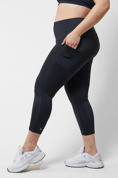 Side Pocket Leggings with Thermal Brushed Fabric Black by TLC Sport