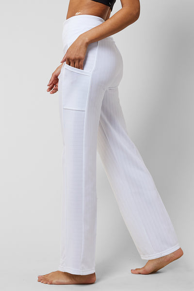 Lightweight Yoga Loose Side Pockets Pant White by TLC Sport