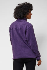 Trimmed Fleece Jacket with Pockets Purple by TLC Sport