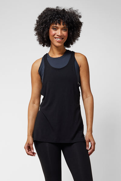 Lightweight Loose Cross Back Vest Black by TLC Sport