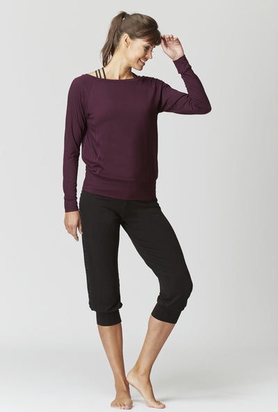 Yoga Reversible Mesh Inset Top Wine by TLC Sport