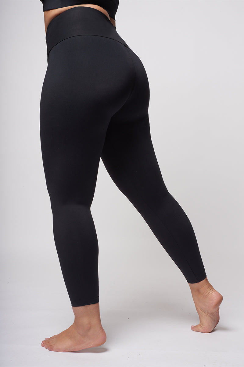 Extra Strong Compression Black Sports Leggings, Standard Tummy