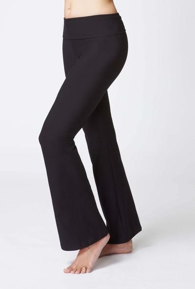 Medium Compression Bootleg with Fold Down Waist Black by TLC Sport