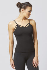 Flattering Fitted Double Strap Gym Vest Black by TLC Sport