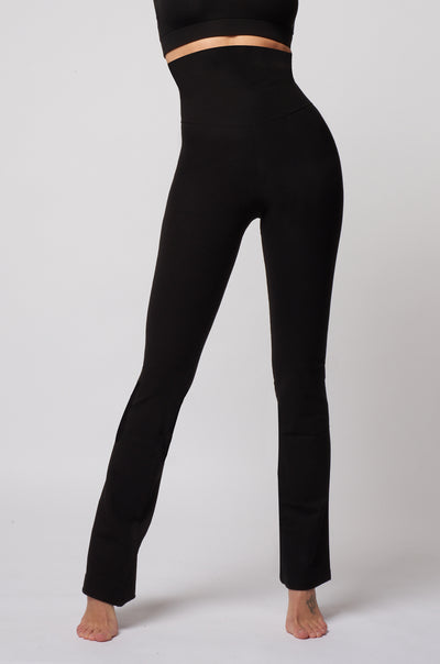 Extra Strong Compression Slim Fit Bootleg with High Tummy Control Black by TLC Sport