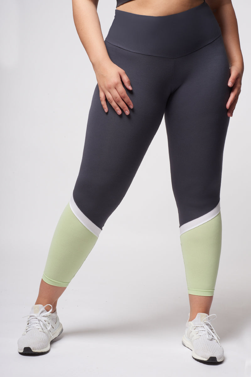 Medium Compression Waisted Leggings Slate-Mint– TLC Sport