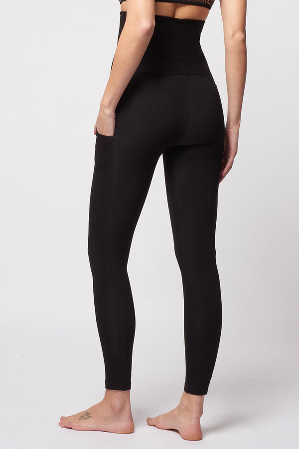 Extra Strong Compression Leggings with High Tummy Control and Pockets by TLC Sport