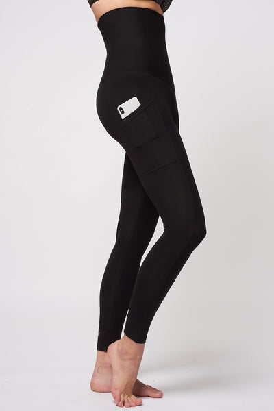 Extra Strong Compression Leggings with High Tummy Control and Pockets by TLC Sport