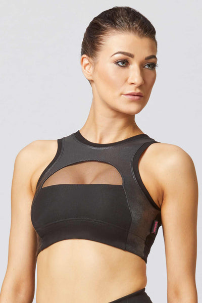 Reversible Mesh Inset Support Fitness Bra Black by TLC Sport