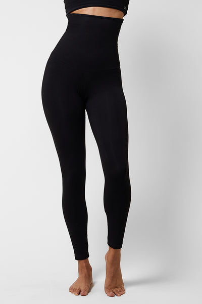 Extra Strong Compression Waist Enhancing Leggings with Tummy Control Black by TLC Sport