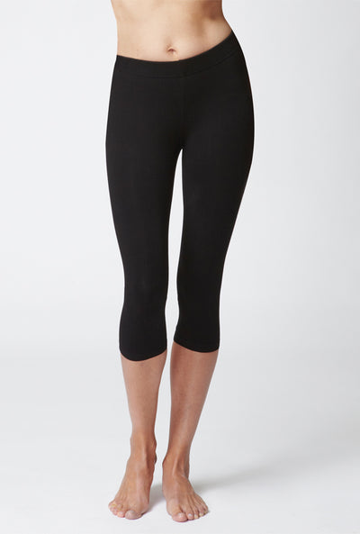 Medium Compression Cropped Leggings Black by TLC Sport