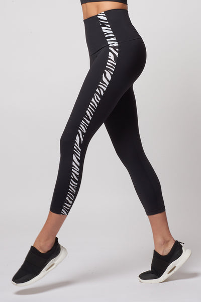 Medium Compression 7/8 Leggings with Zebra Inset by TLC Sport