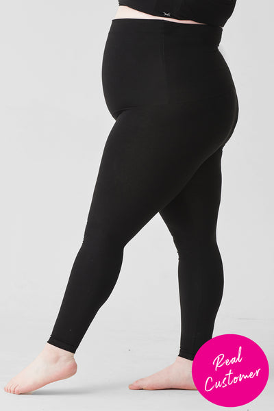 Extra Strong Compression Apple Shape High Waisted Tummy Control Leggings Black by TLC Sport