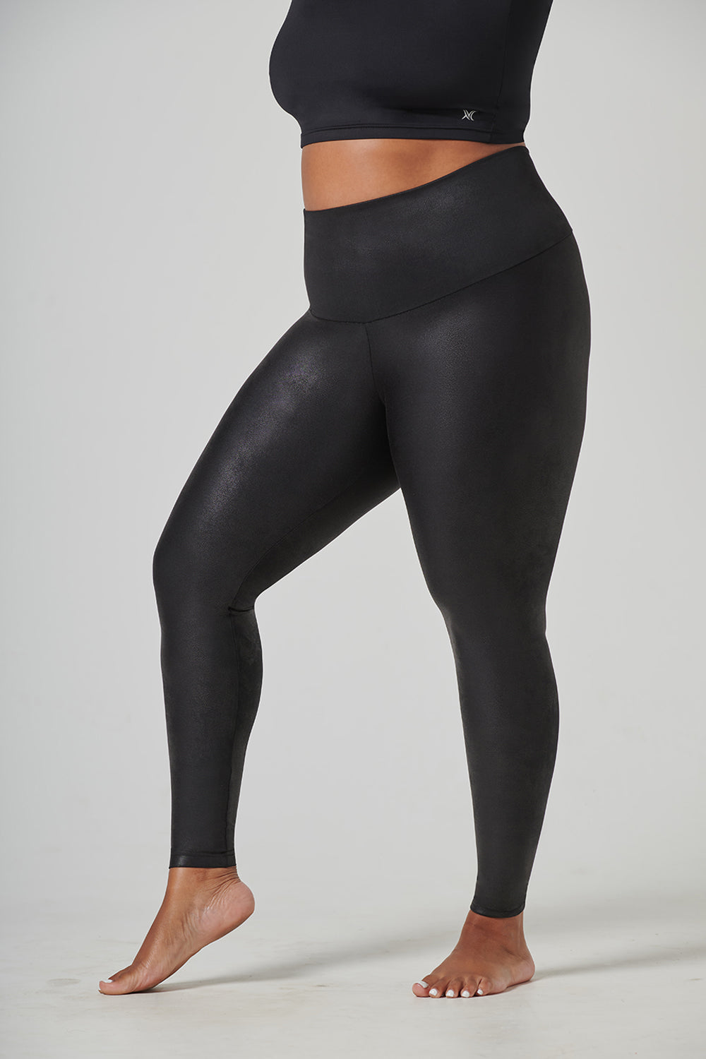 Strong Compression Tummy Control Faux Leather Leggings TLC Sport