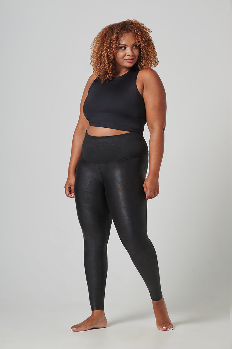 Strong Compression Tummy Control Faux Leather Leggings TLC Sport