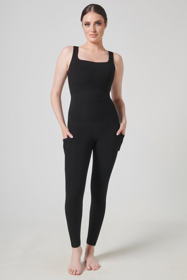 Extra Strong Compression Side Pocket Unitard Black