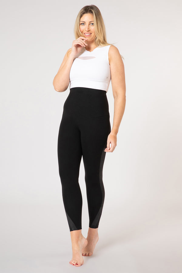 Body Sculpt Tummy Control High Waist Panel Leggings Black