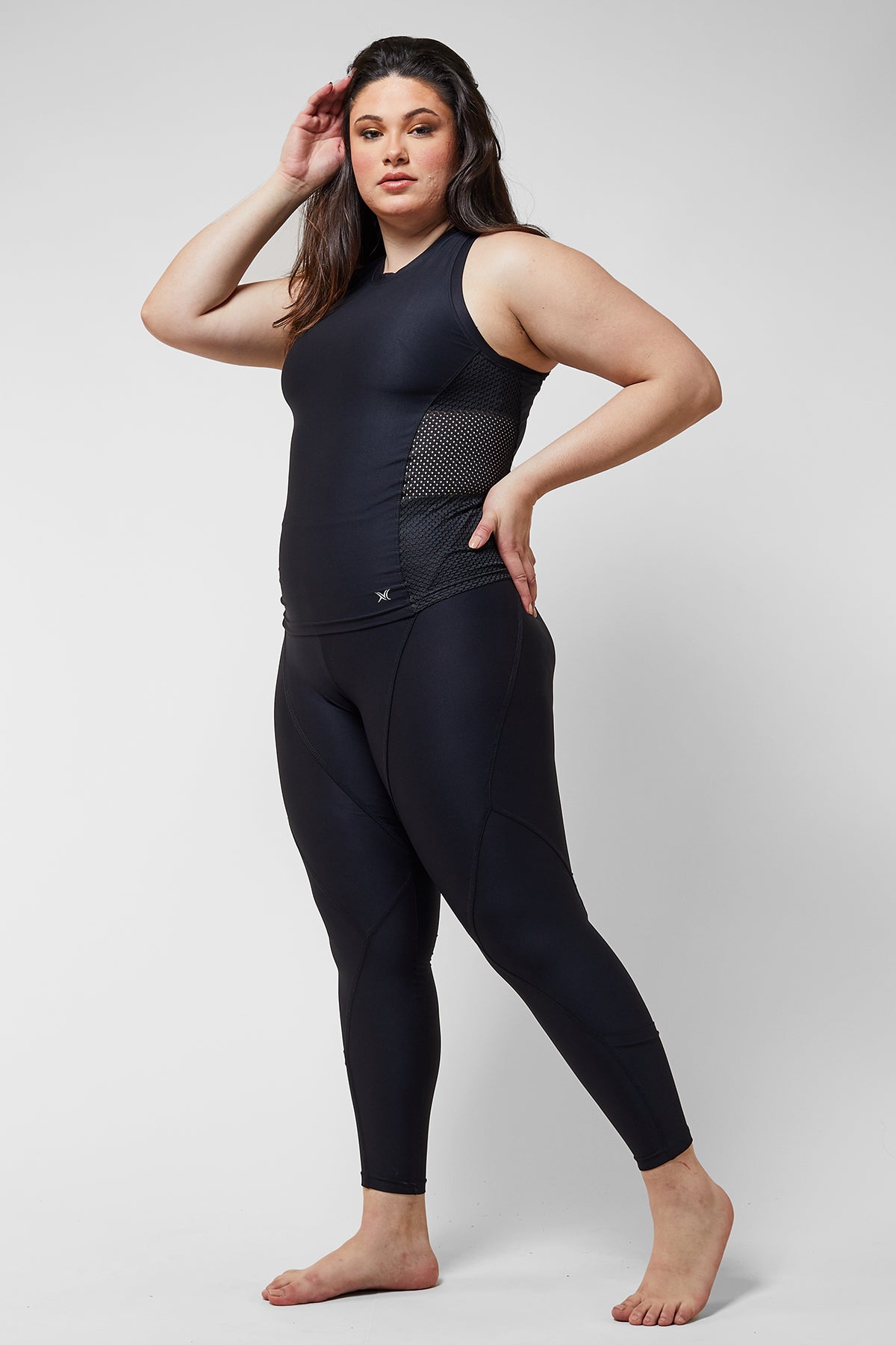 Medium Compression Waisted Leggings + Fitted Gym T Back Vest