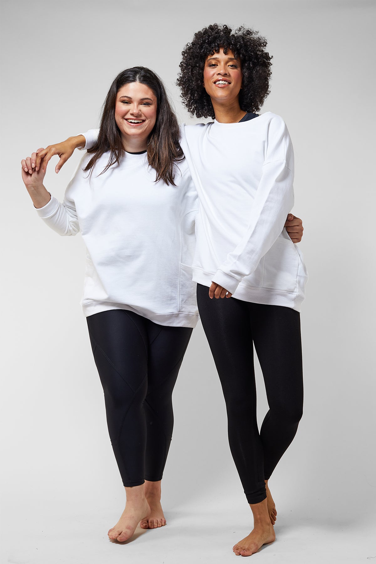 Leggings Thermal Brushed Fabric + Relaxed Fit Sweatshirt Pockets White