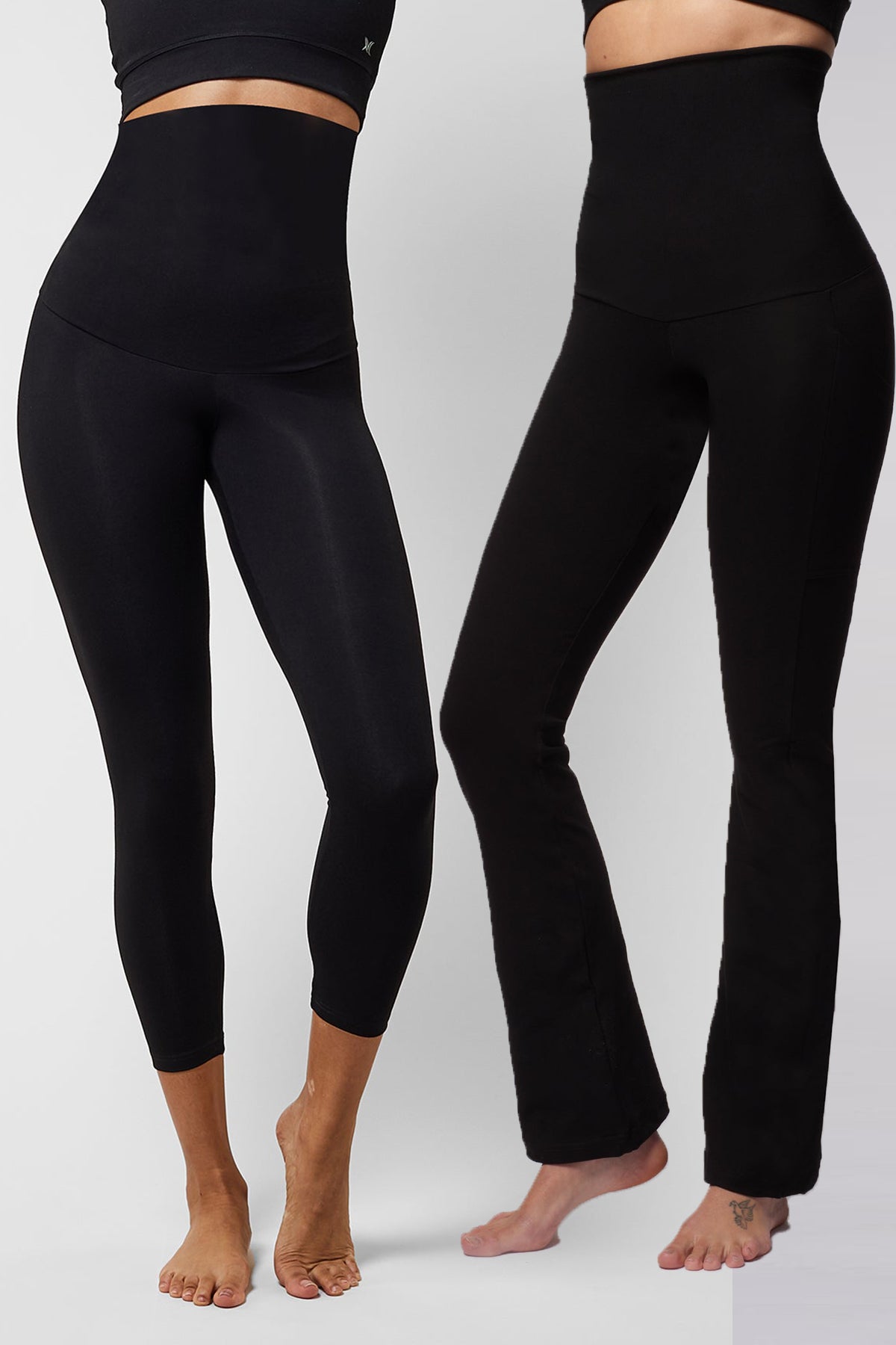 Lightweight Strong Compression Bootcut High Waisted Tummy Control + Lightweight Strong Compression Cropped Leggings High Waisted Tummy Control
