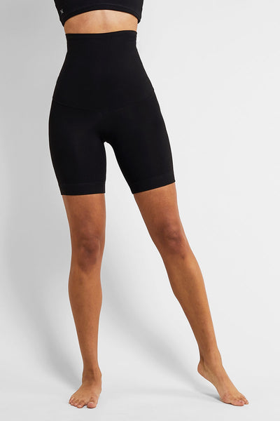 Lightweight Strong Compression Biker Shorts with High Waisted Tummy Control Black