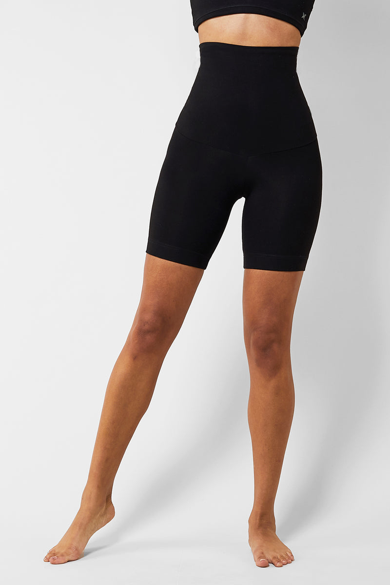 Extra Strong Compression Biker Shorts with High Waisted Tummy Control Black by TLC Sport