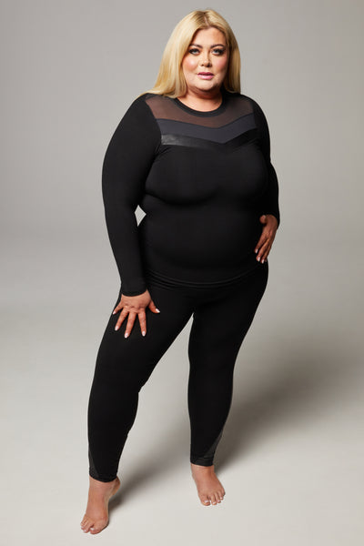 Body Sculpt Tummy Control High Waist Panel Leggings Black