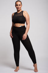 Extra Strong Compression Curve Leggings with Waisted Tummy Control Black by TLC Sport