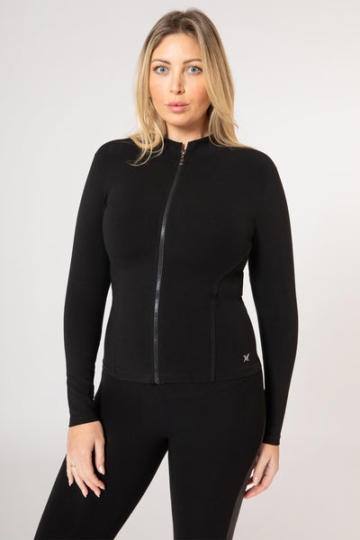 Body Sculpt Longline Zip Jacket Black