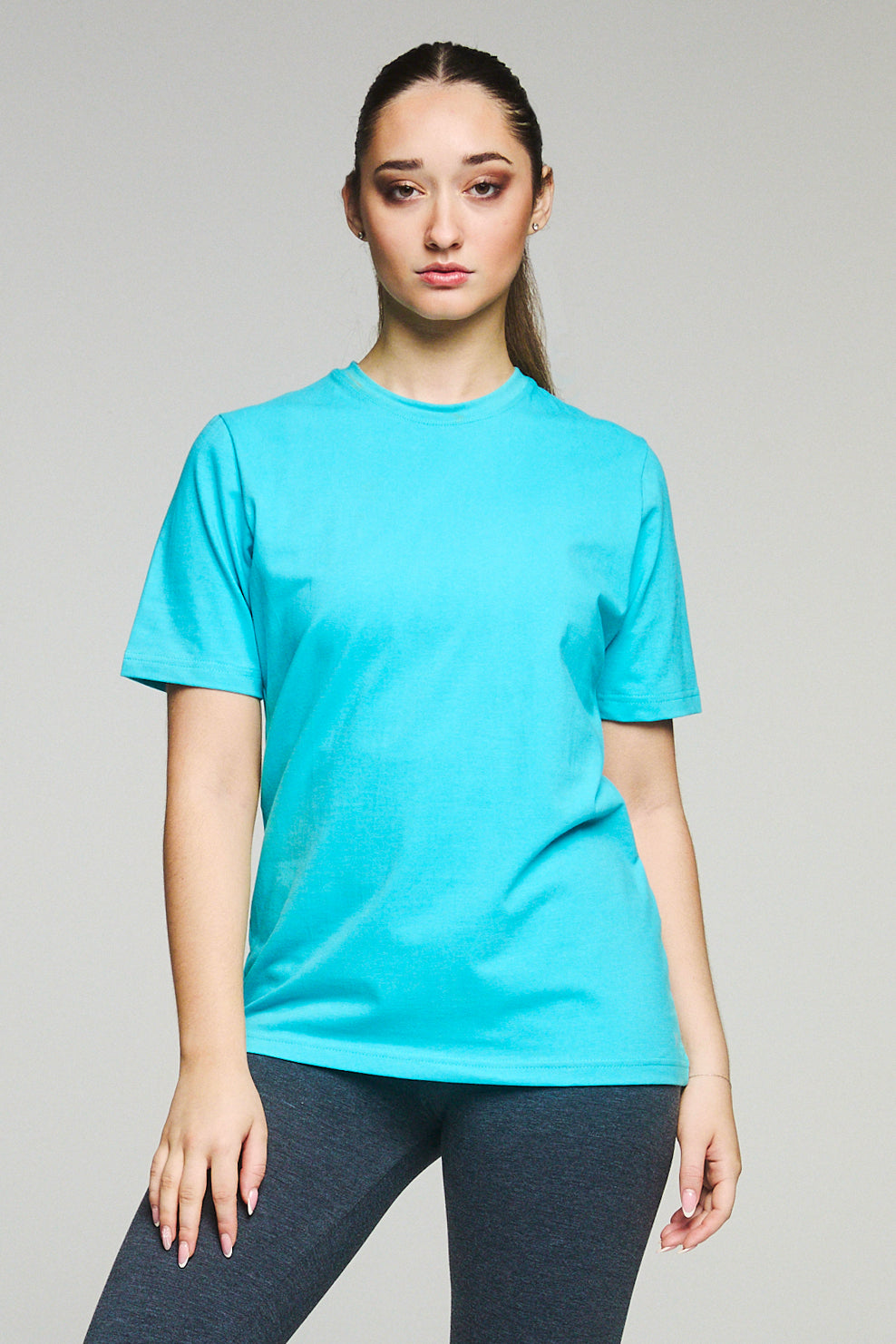 Jersey Training Short Sleeve T Shirt Aqua Cotton