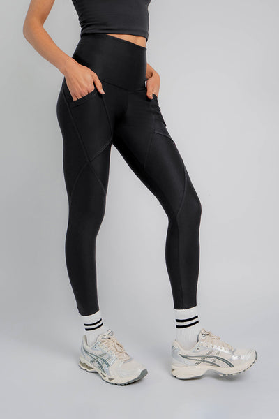 Extra Strong Compression Running Leggings with Pockets Slate by TLC Sport