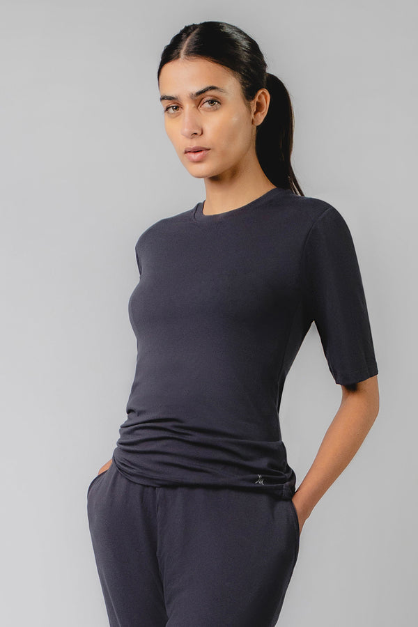 Fitted T-Shirt With Bra Cups Slate