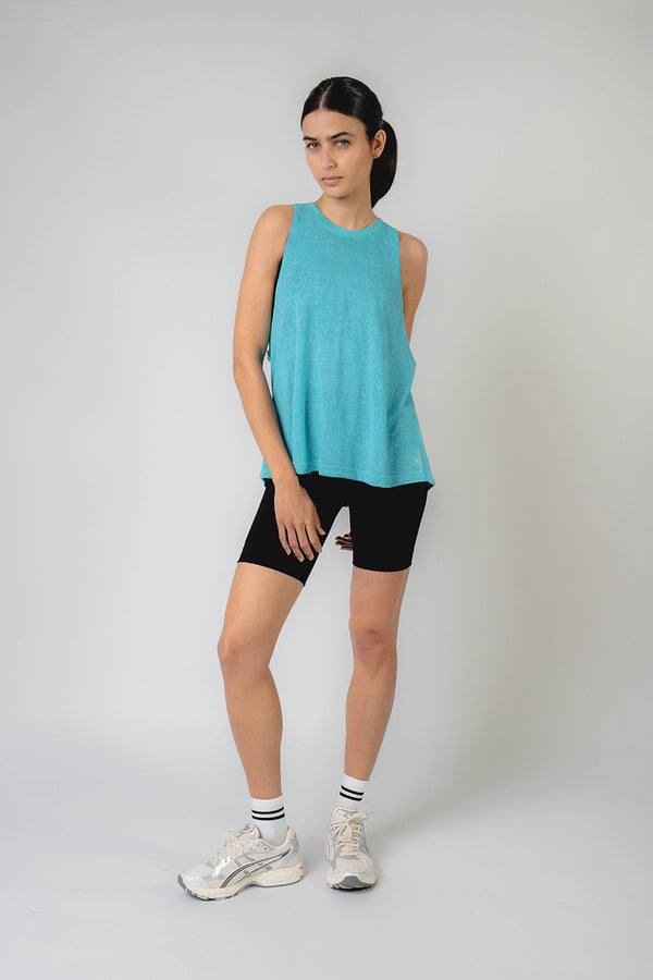 Training Loose T-Back Tank Lightweight Aqua