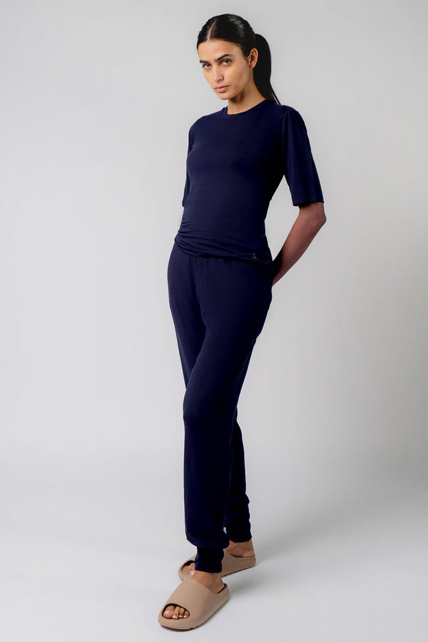 Fitted T-Shirt With Bra Cups Navy