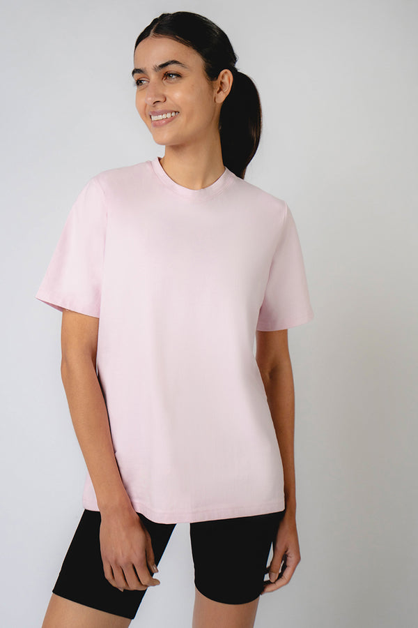 Jersey Training Short Sleeve T-Shirt Pink Cotton