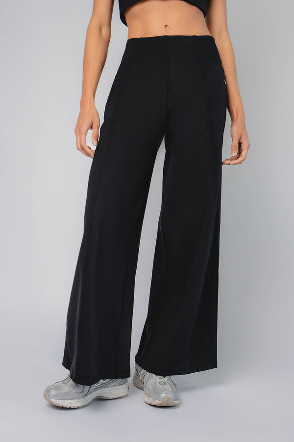 Structured Matt Wide Leg Pocket Trousers Black