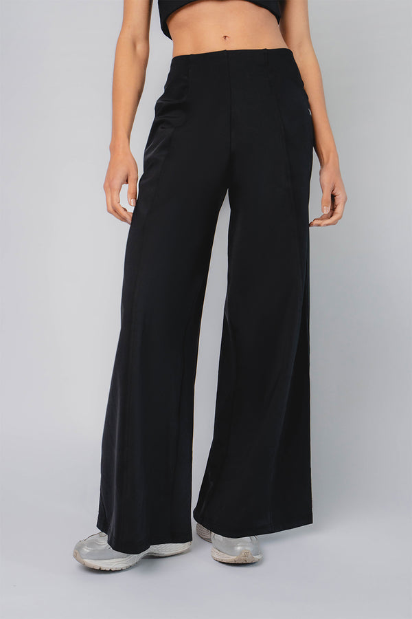 Structured Matt Wide Leg Pocket Trousers Black