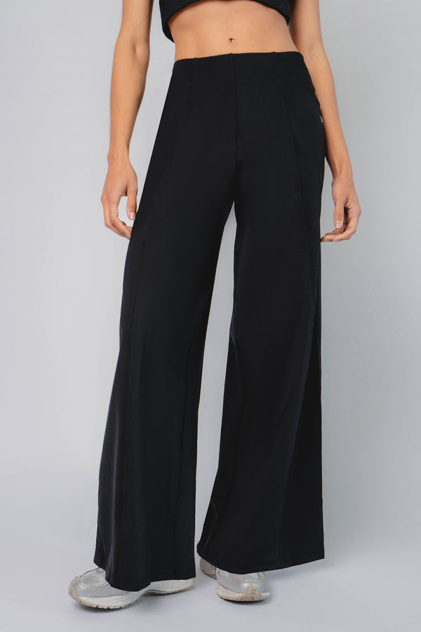 Structured Matt Wide Leg Pocket Trousers Black