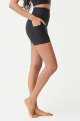 Medium Compression Mini Shorts with Side Pocket Black by TLC Sport