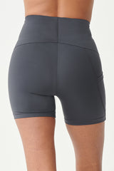 Medium Compression Mini Shorts with Side Pocket Slate by TLC Sport