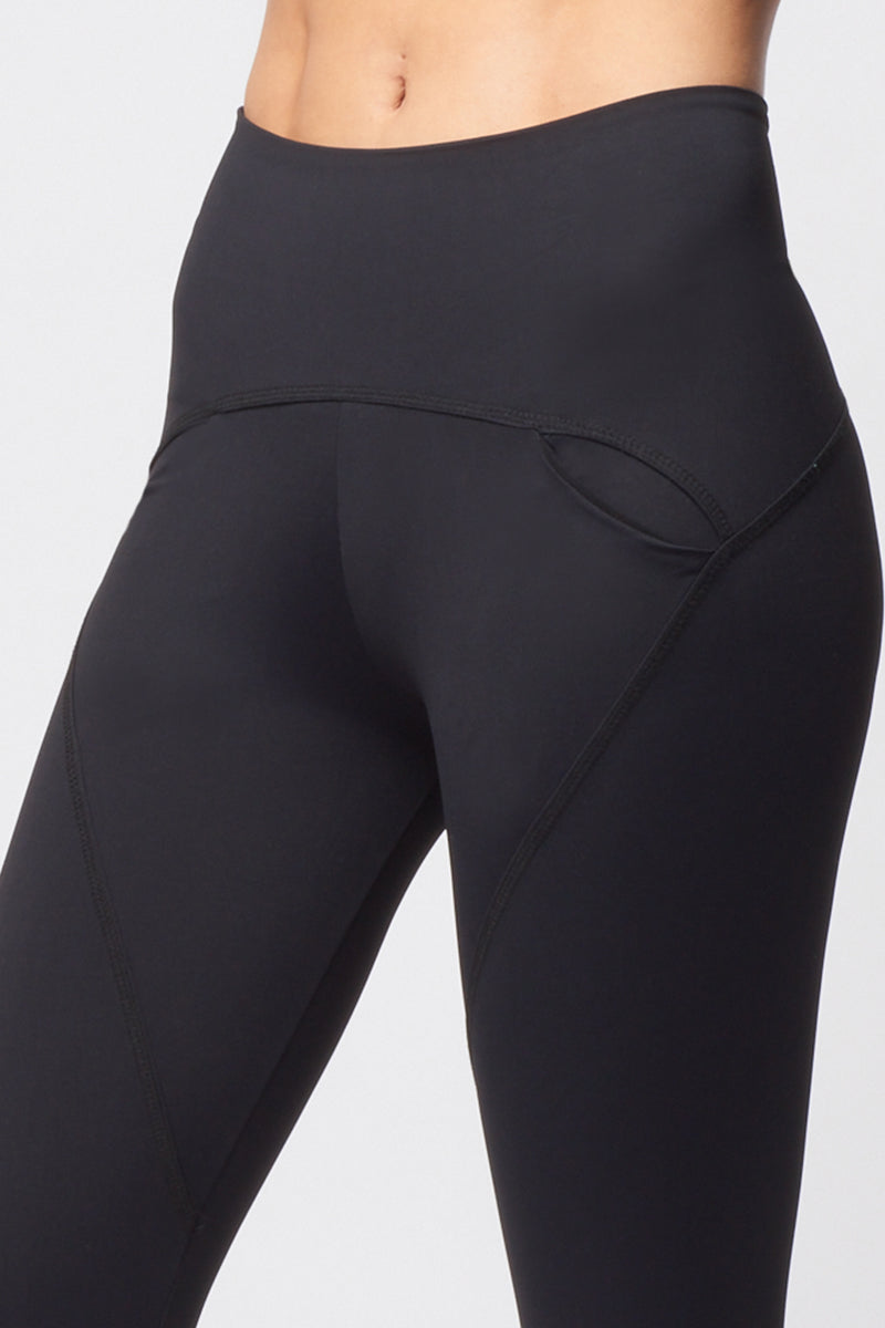 Medium Compression High Rise Cropped Legging with Pockets by TLC Sport
