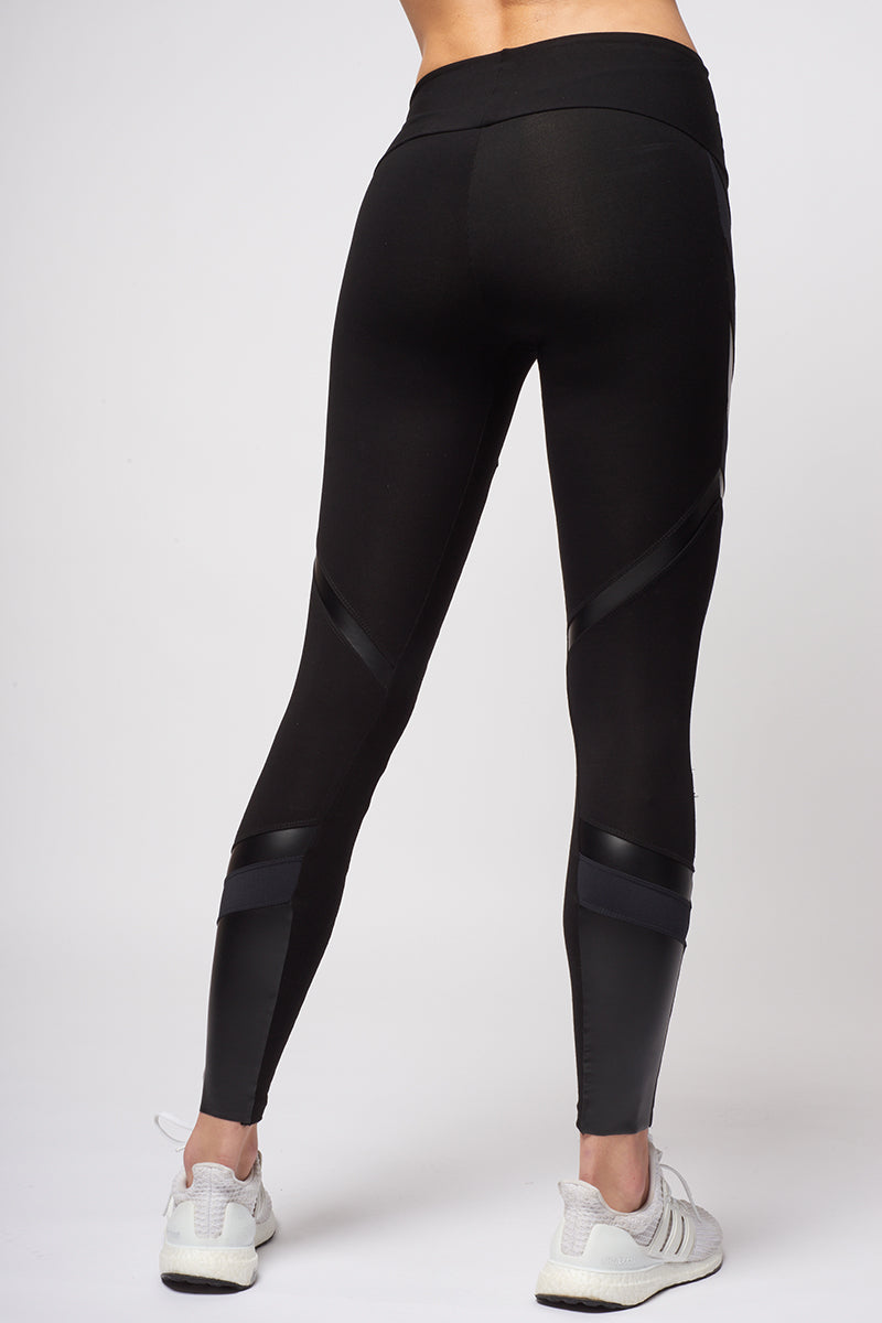 Medium Compression Waisted Leggings with Frill Hip Inset Black– TLC Sport