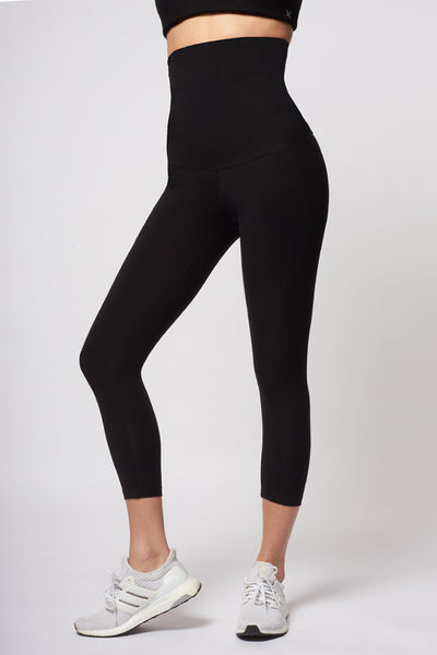 Extra Strong Compression Cropped Leggings with High Waisted Tummy Control  Black XS / Black