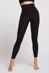 Lightweight Strong Compression Leggings with High Waisted Tummy Control Black by TLC Sport